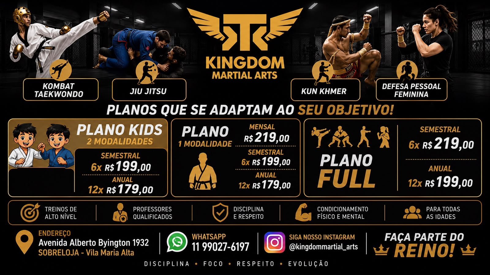 Tabela de planos da Kingdom Martial Arts